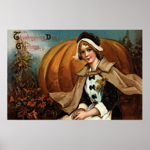 Pilger-Kürbis-Herbstblätter Poster