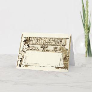 Pilger Mädchen und Junge Vintage Thanksgiving Feiertagskarte