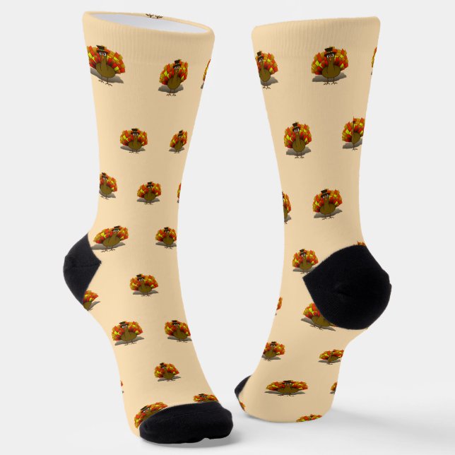 Pilger Truthahn Erntedankfest Socken (Gewinkelt)
