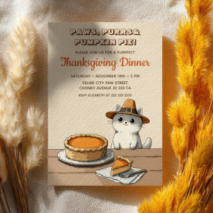 Pilgerkatze Purrfect Lustiger Thanksgiving-Dinner Einladung