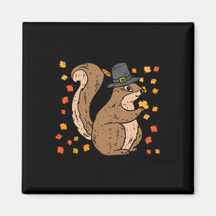 Pilgrill Eichhörnchen Niedlicher Erntedank Herbst Magnet