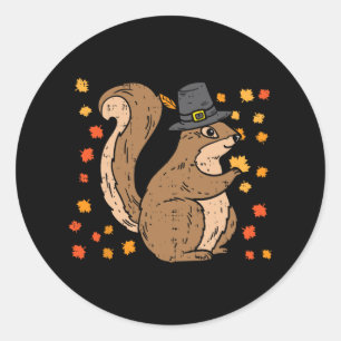 Pilgrill Eichhörnchen Niedlicher Erntedank Herbst Runder Aufkleber