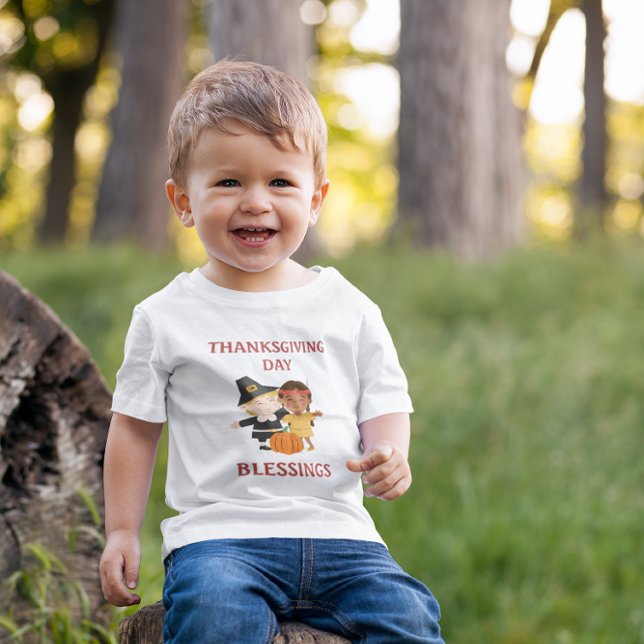 Pilgrim and Native American Children Thanksgiving Baby T-shirt (Von Creator hochgeladen)