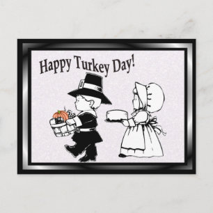 Pilgrim Children Happy Turkey Day - Anpassen Sie e Postkarte
