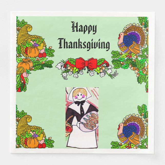 PILGRIM ERNTEDANK PAPIERABENDS NAPKINS SERVIETTE (Vorderseite)