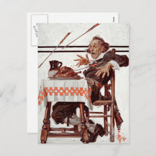 Pilgrim erschreckt. Humorale Erntedank Postkarten