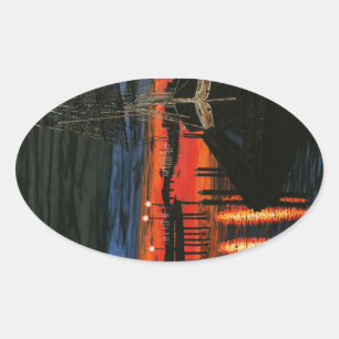 Pilgrim im Morgengrauen Ovaler Aufkleber