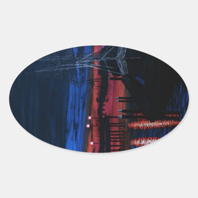 Pilgrim im Morgengrauen Ovaler Aufkleber (Vorderseite)