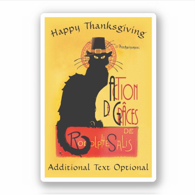 Pilgrim Le Chat Noir Thanksgiving  Aufkleber (Vorderseite)