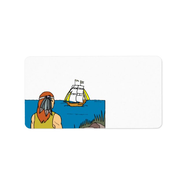 Pilgrim Mayflower Erntedank Address Labels Adressaufkleber (Vorne)