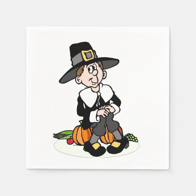 Pilgrim mit Pumpkin Serviette (Vorderseite)