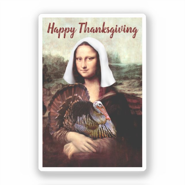 Pilgrim Mona Lisa Thanksgiving  Aufkleber (Vorderseite)