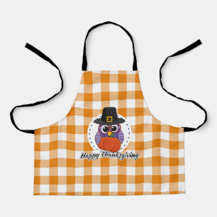 Pilgrim Owl auf Orange Kariert - Glückliches Ernte Schürze