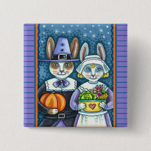PILGRIM RABBITS, ERNTEDANK HARE'S HARVEST, NIEDLIC BUTTON