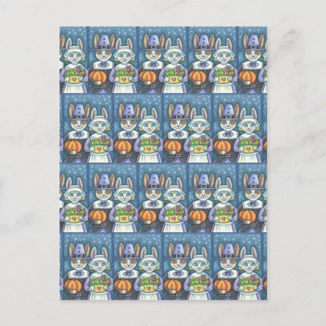 PILGRIM RABBITS, PRIM & PROPER ERNTEDANK HARTEN POSTKARTE (Vorderseite)