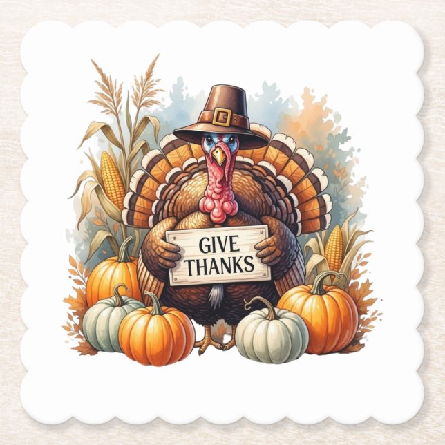 Pilgrim Spirit & Pumpkin Joy Untersetzer (Vorderseite)