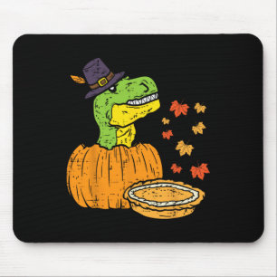 Pilgrim Trex Dinosaur Pumpkin Pie Erntedank Kind Mousepad