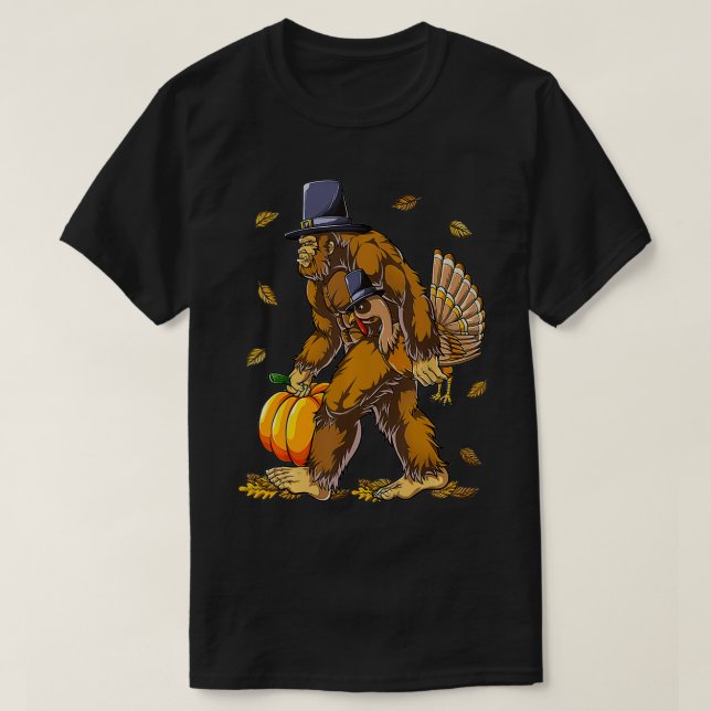 Pilgrim Turkey Pumpkin Erntedank Day Boys Männer T-Shirt (Design vorne)