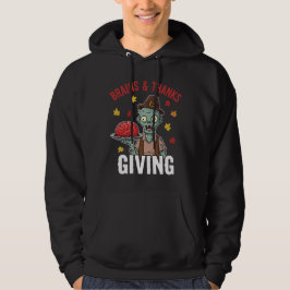 Pilgrim Zombie Brains Thanksgiving Humor Hoodie