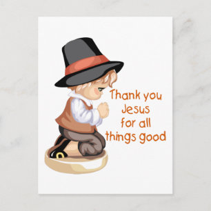 Pilgrimischer Junge betet auf Knie Postkarte