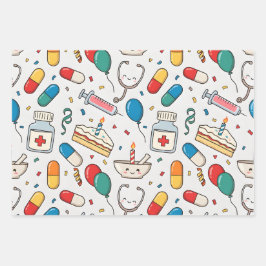 Pill Capsule Medicine Pharmacist Nurse Kawaii Gift Geschenkpapier Set