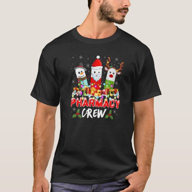 Pill Reindeer Santa Claus Pharmacy Crew Christmas  T-Shirt (Vorderseite)
