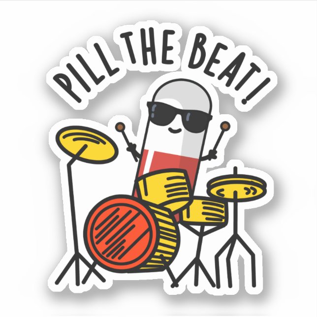 Pill the Beat Funny Medicine Music Puff Aufkleber (Vorderseite)