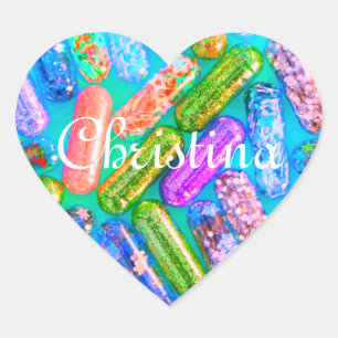 Pille zur Behandlung von Nurse-Glitzer, farbenfroh Herz-Aufkleber