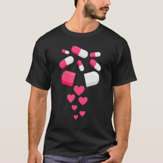 Pillen Herzrhythmusstörungen Valentinstag Herzmedi T-Shirt
