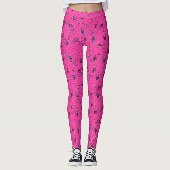 Pillen-Leggings aus rosa Woodcut Leggings (Vorderseite)