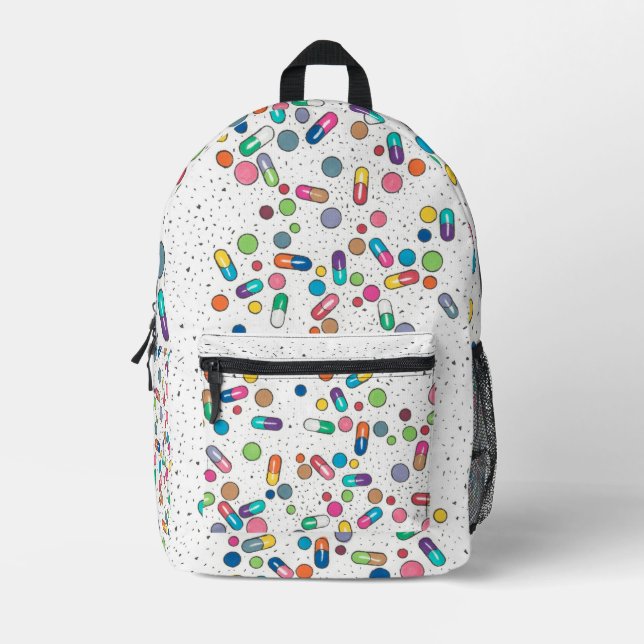 Pillen oval bedruckter rucksack (Vorderseite)