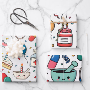 Pillenkapsel Medizin Apotheker Krankenschwester Ka Geschenkpapier Set