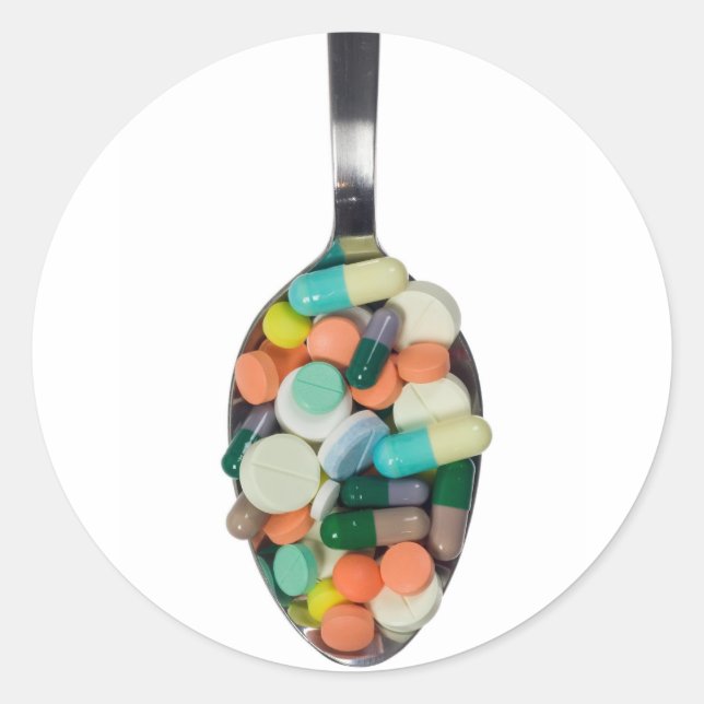 Pillenlöffel Runder Aufkleber (Vorderseite)