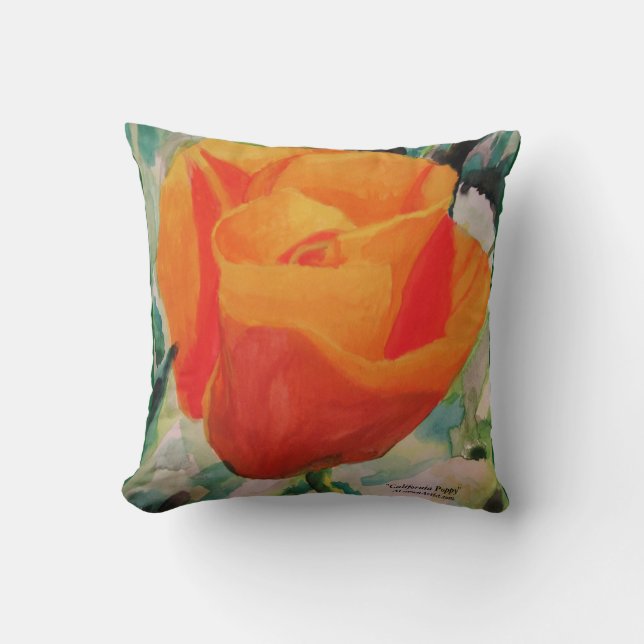 Pillow, 16x16 "Kalifornien Mohnblume" durch Kissen (Vorderseite)