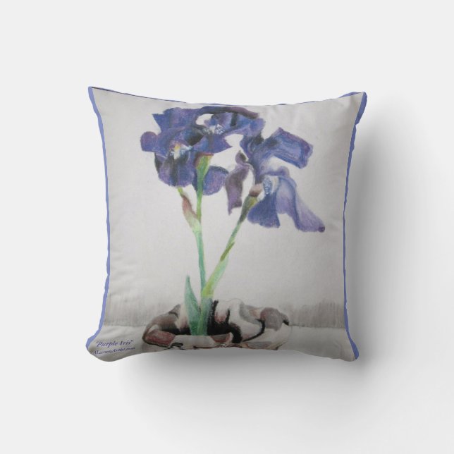 Pillow, 16x16 mit "lila Iris" durch ALarsenArtist Kissen (Vorderseite)