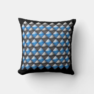 Pillow - Blue and Black 3-D Diamonds Kissen