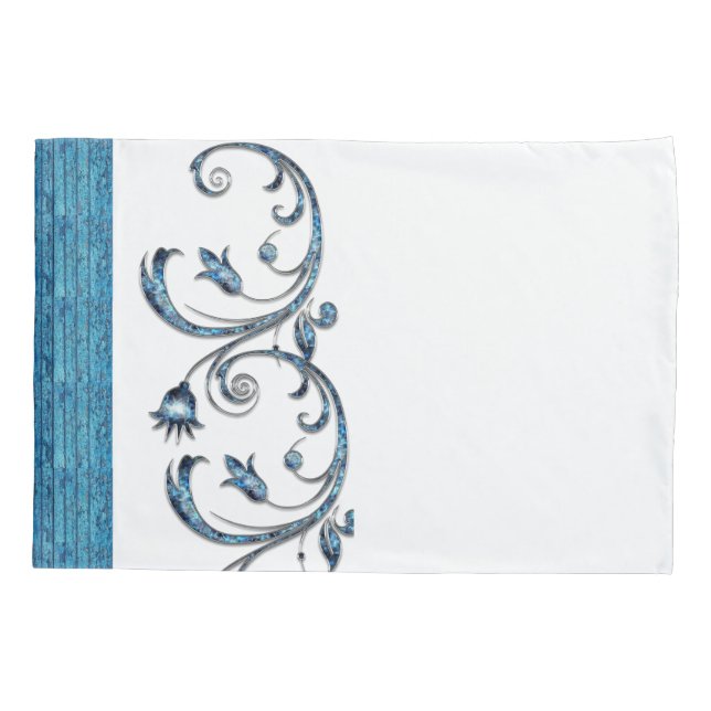 Pillow Case Blue Floral Kissenbezug (Rückseite)