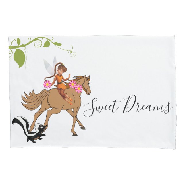 Pillow Case Horse Skunk Fairy Floral Kissenbezug (Vorderseite)