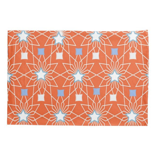 Pillow Case Orange Blue Stars Kissenbezug (Rückseite)