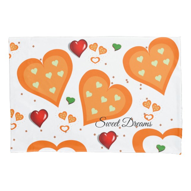 Pillow Case Orange Hearts Kissenbezug (Vorderseite)