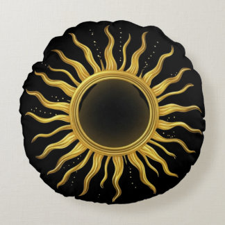 Pillow Celestial Gold Sunburst Cosmic Home Decor Rundes Kissen