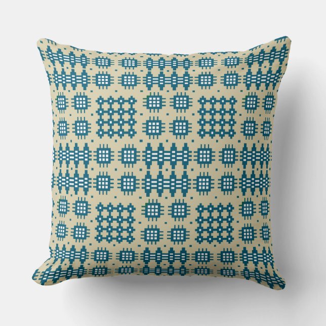 Pillow, Cushion Welsh TapestPattern: Navy Taupe Kissen (Vorderseite)