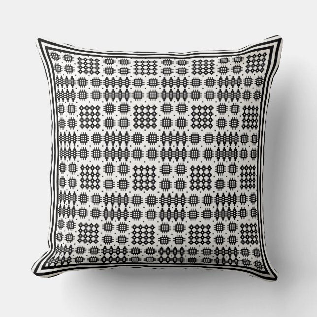 Pillow, Cushion Welsh TapestPattern Schwarz Kissen (Vorderseite)