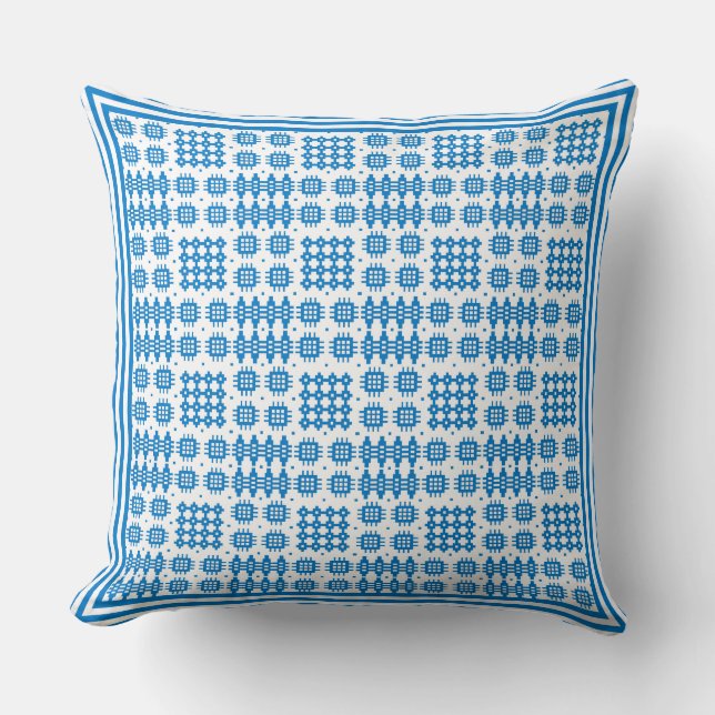 Pillow, Cushion Welsh Tapestry Muster Bright Blue Kissen (Vorderseite)