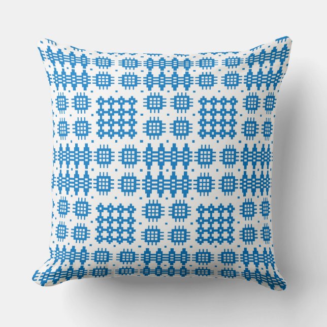 Pillow, Cushion Welsh Tapestry Muster Bright Blue Kissen (Vorderseite)