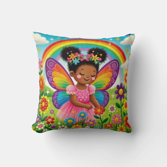 PILLOW - "GLÜCKLICHE FAIRE PICKING BLUME" KISSEN (Vorderseite)