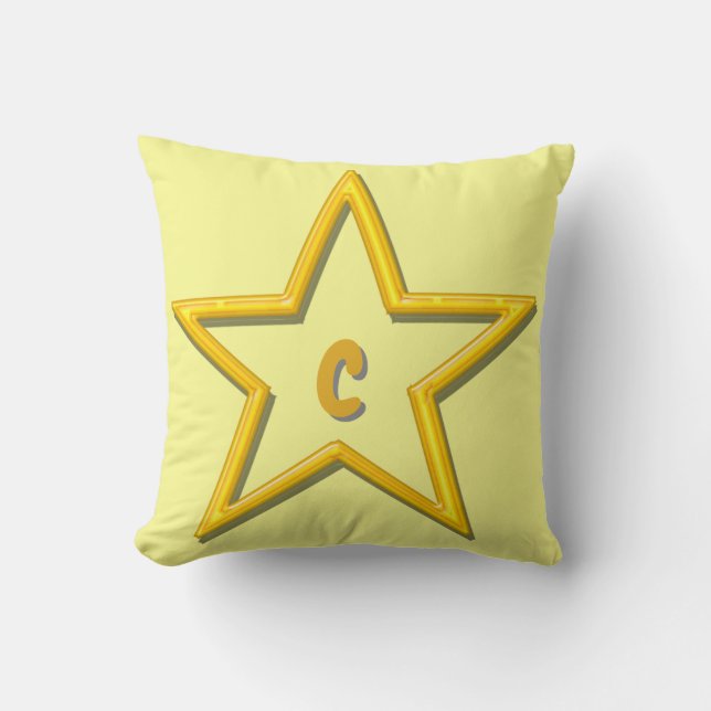 Pillow - Gold Star mit Initial Kissen (Vorderseite)