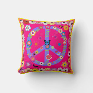 Pillow - Groovy Timz Retro Peace Symbol Pillow Kissen