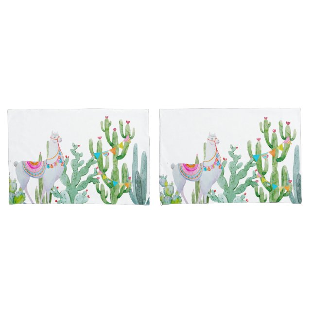 Pillow Hüllen Boho Llama Bohemisch Cacti Wüstenstr Kissenbezug (Vorderseite-Set)