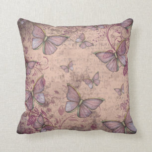 Pillow im Vintage-Stil mit Blumen und Schmetterlin Kissen